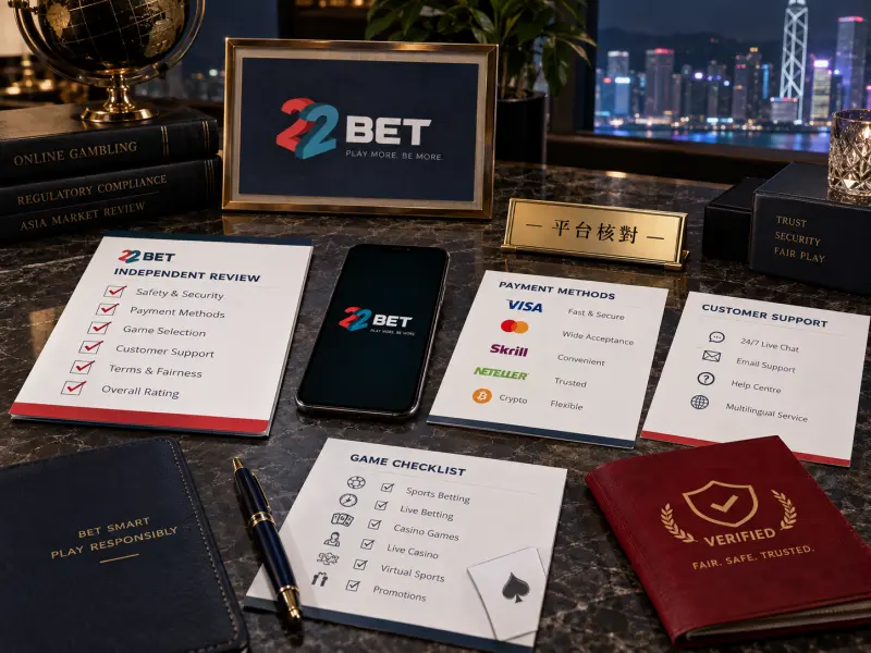 22Bet 遊戲、支付與核對評測視覺
