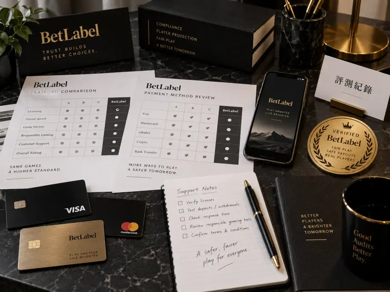 BetLabel 遊戲、支付與核對評測視覺